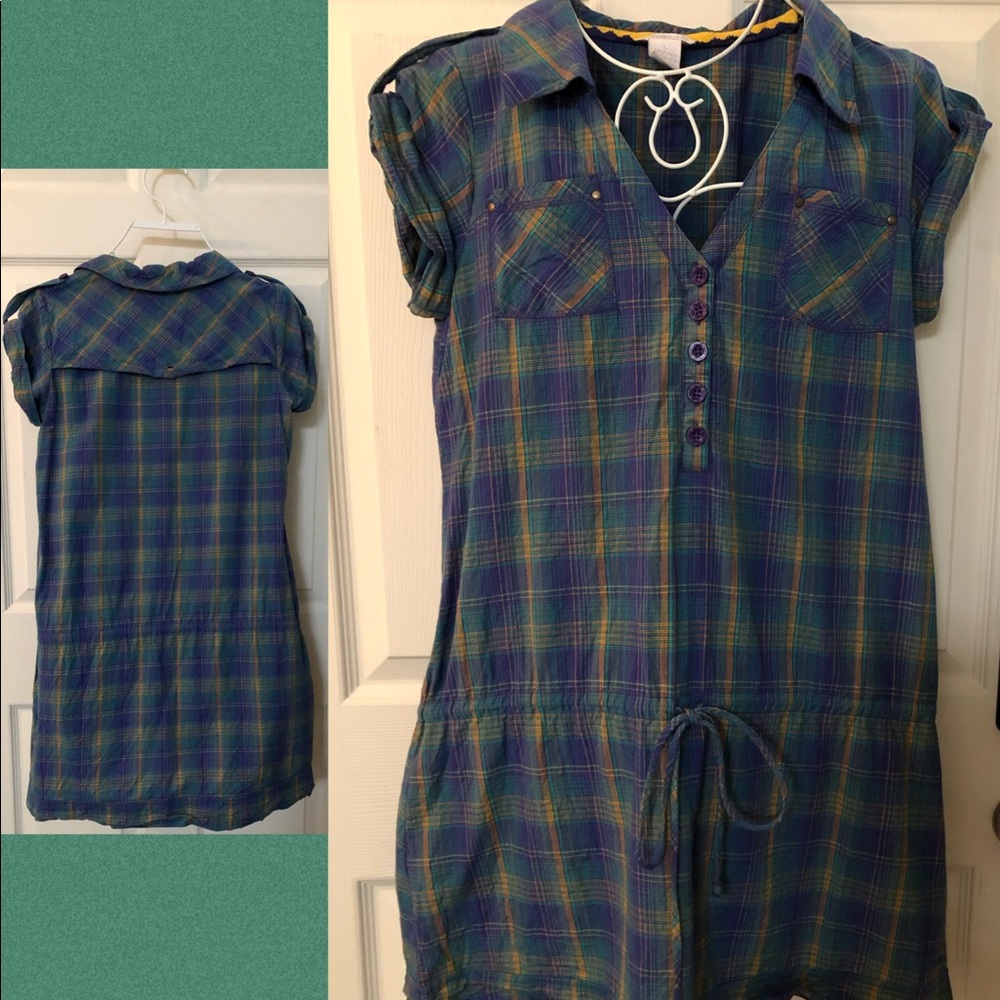 O'Neill Blue and Green Plaid Dress